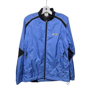 Louis Garneau Cycling Jacket Mens L Lightweight Windbreaker Blue Zip Sleeves